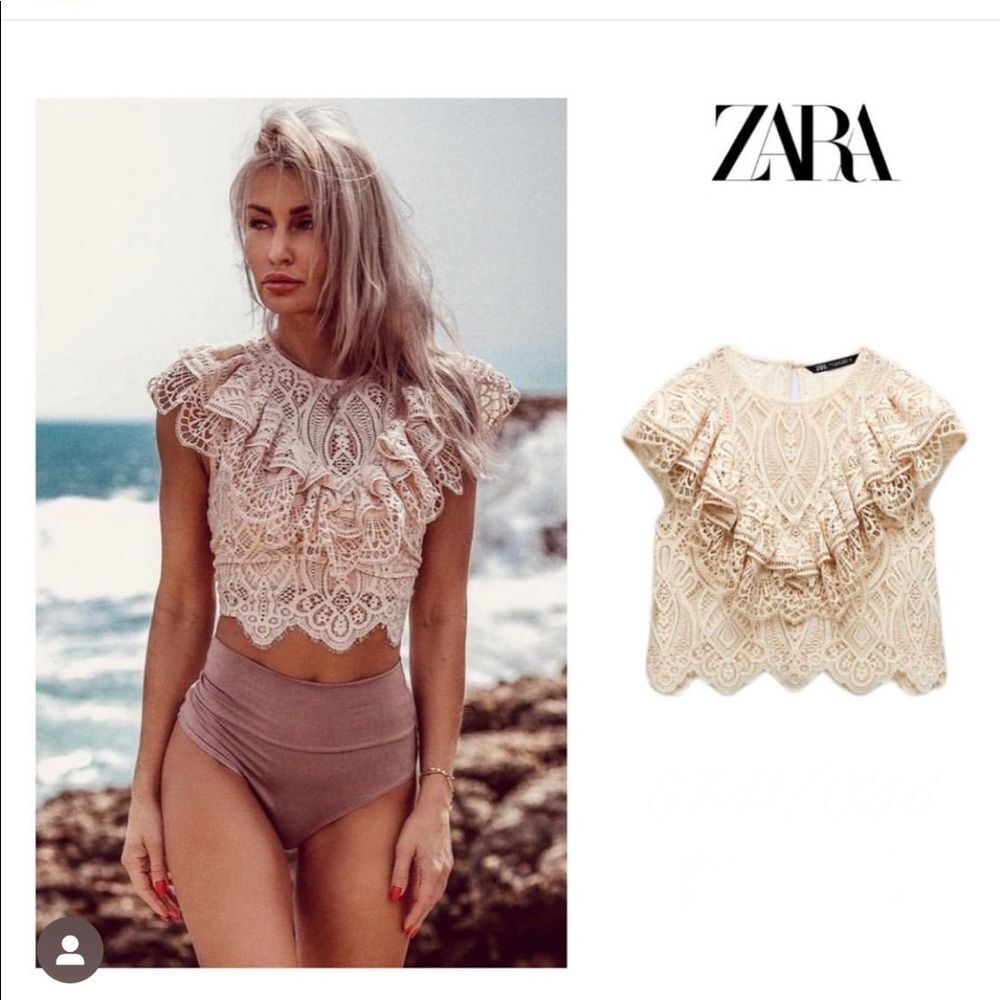 ZARA RUFFLED LACE TOP